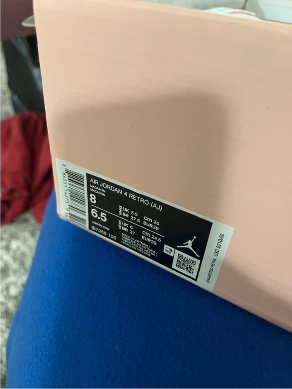 Jordan White Sneakers with Pink, Mint & Light Blue Accents - Picture 2 of 2